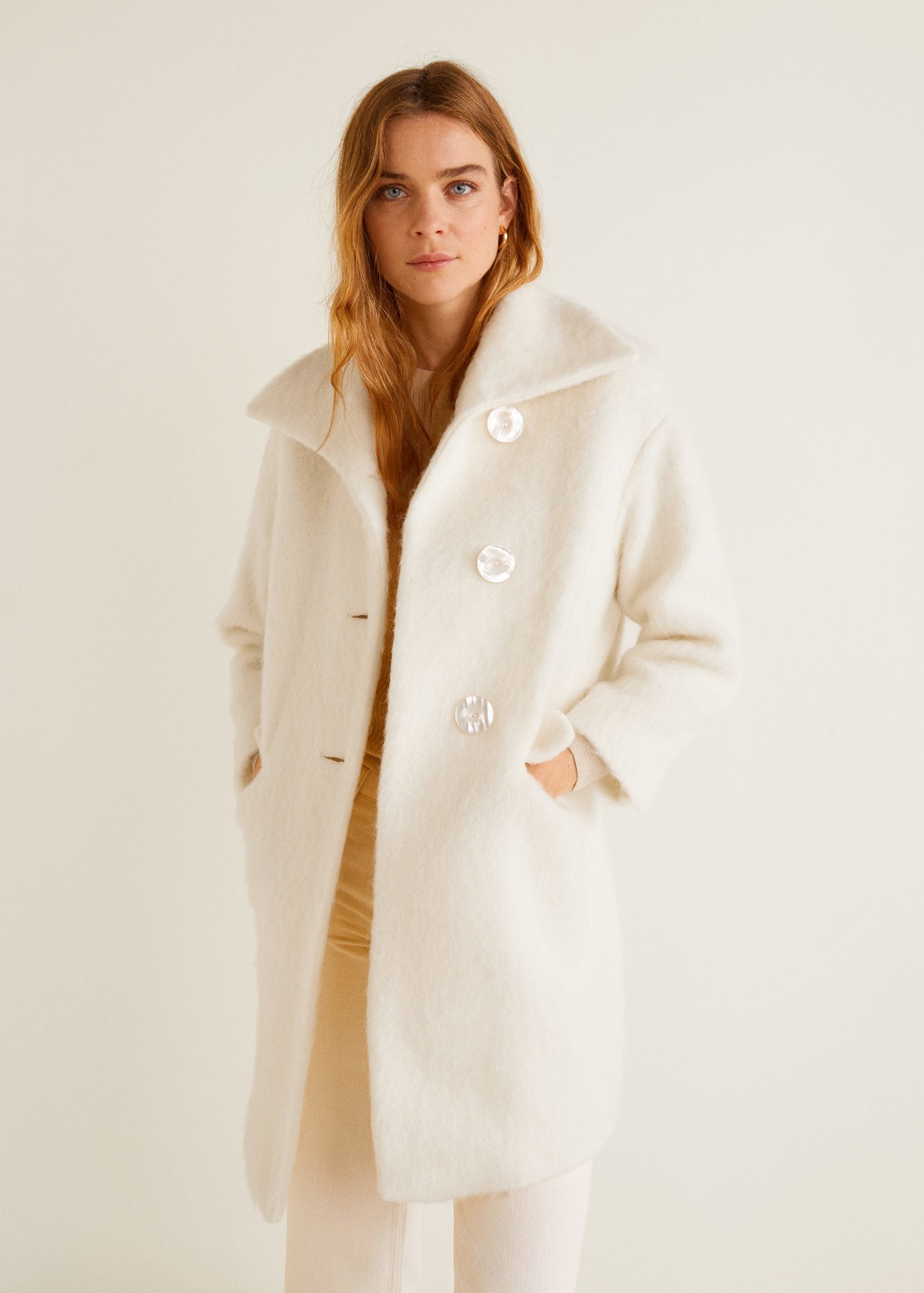 manteau laine blanc cassé femme