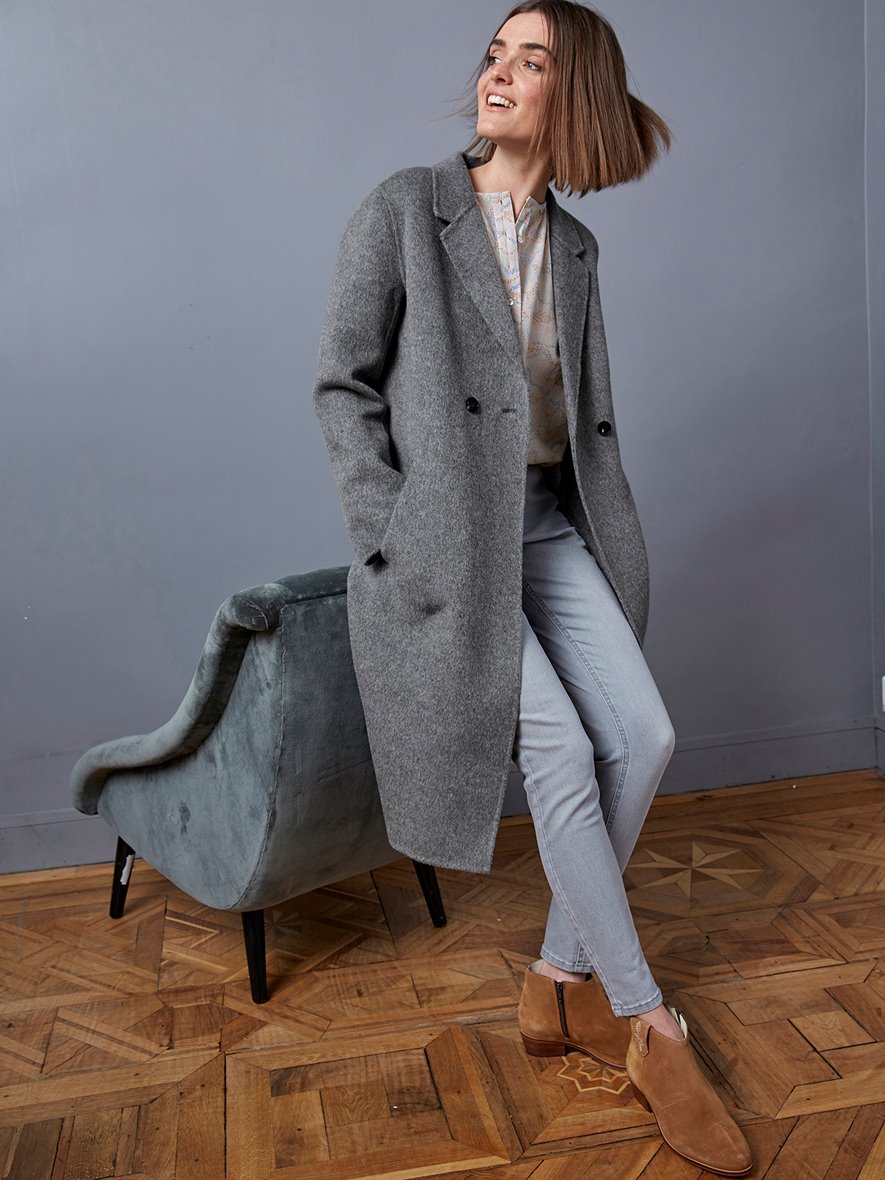 manteau femme gris cintré