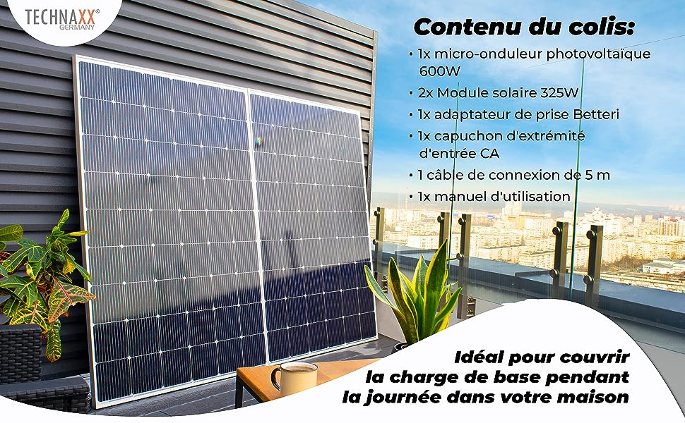 Technaxx Installation solaire Centrale électrique sur balco