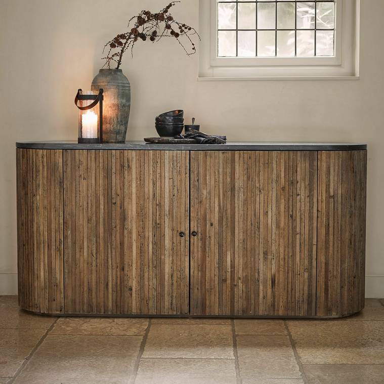 Buffet bas SYLMARIÉ Bois de sapin marron/noir - Loberon