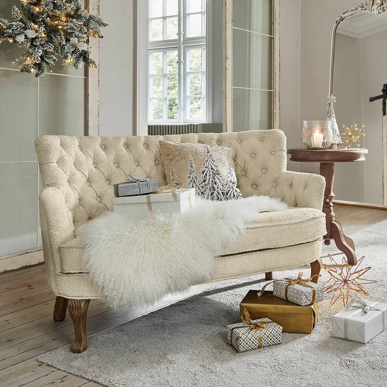 Canapé Chesterfield CALGARY Bois de frêne Beige - Loberon