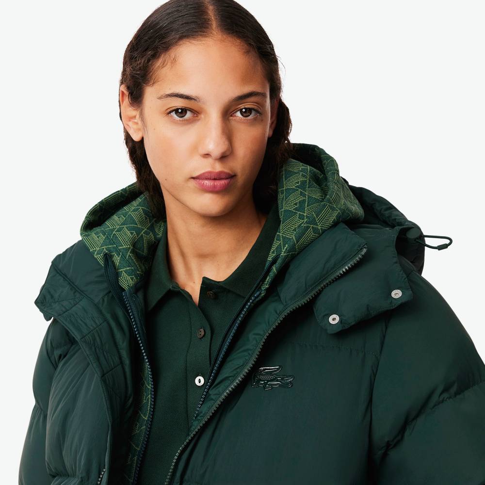 Doudoune à capuche Relaxed Fit Duvet Femme Lacoste Vert Sinople : Chaude, élégante et confortable