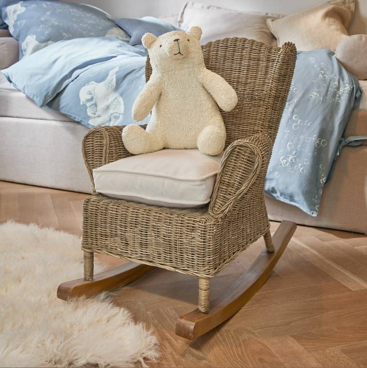 Fauteuil à bascule enfant TRÉSOLIA bois d’acajou et Rotin marron - Fauteuil Enfant Loberon