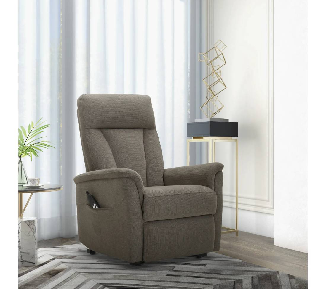 Fauteuil releveur KENNY 2 moteurs en tissu taupe - BUT