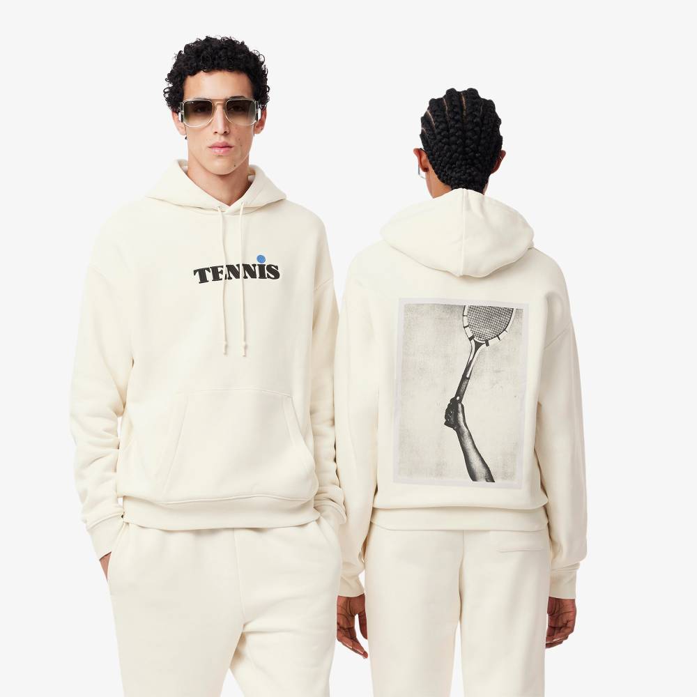 Hoodie loose fit Lacoste Défilé AH24 Unisexe Blanc