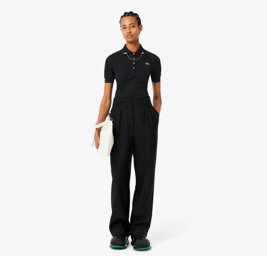 Polo ajusté Femme Lacoste Défilé AH24 Noir