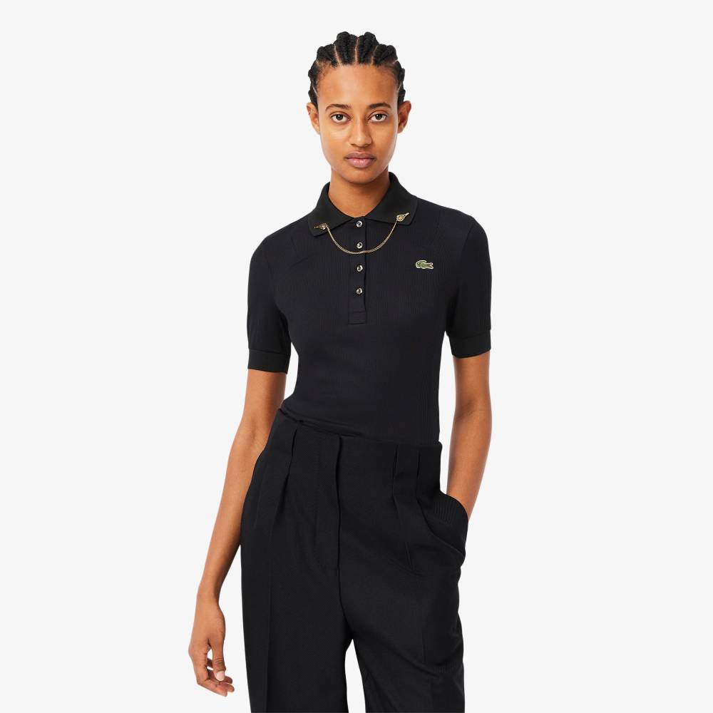 Polo ajusté Femme Lacoste Défilé AH24 Noir