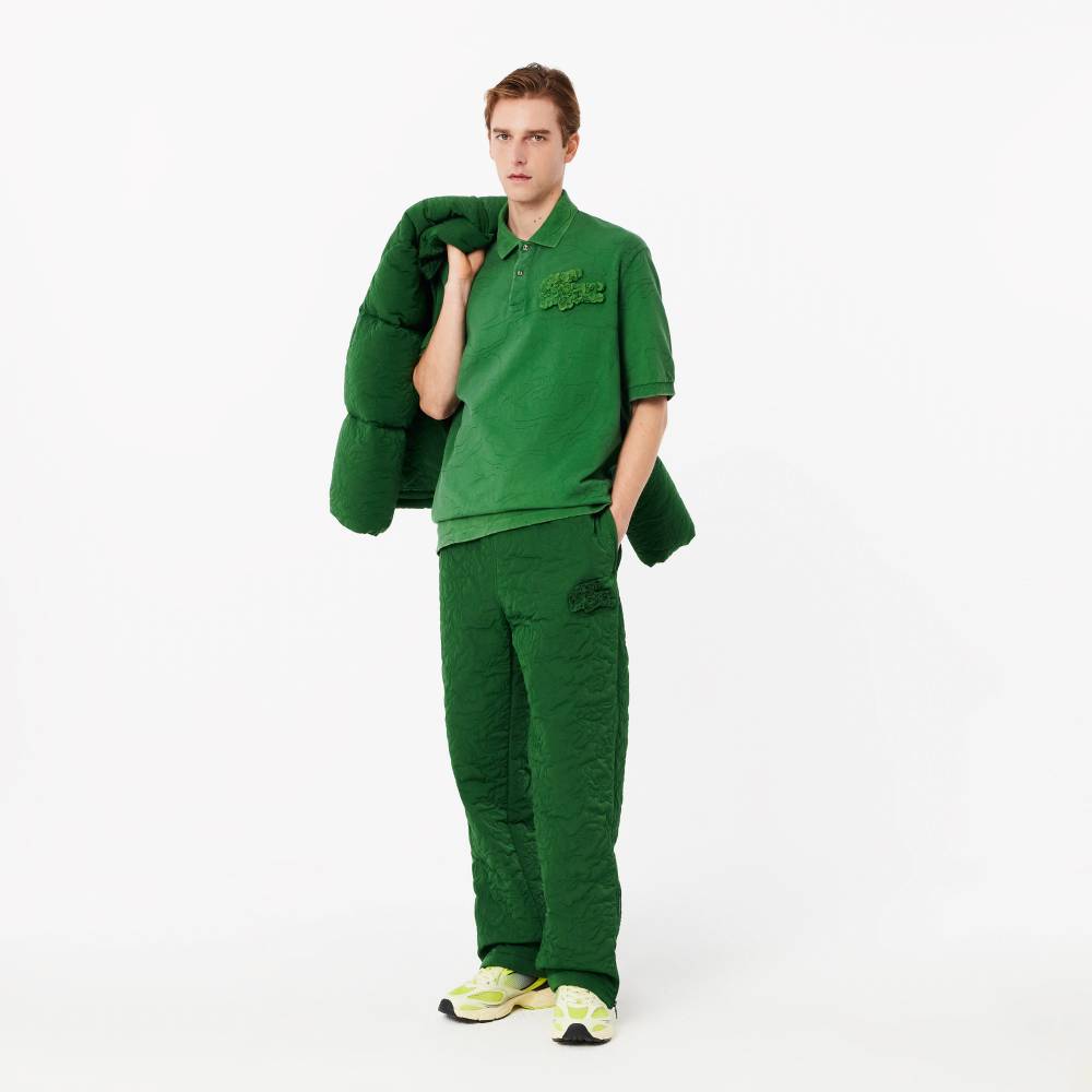 Polo oversize Collection Broderie Lacoste Unisexe Vert Sapin