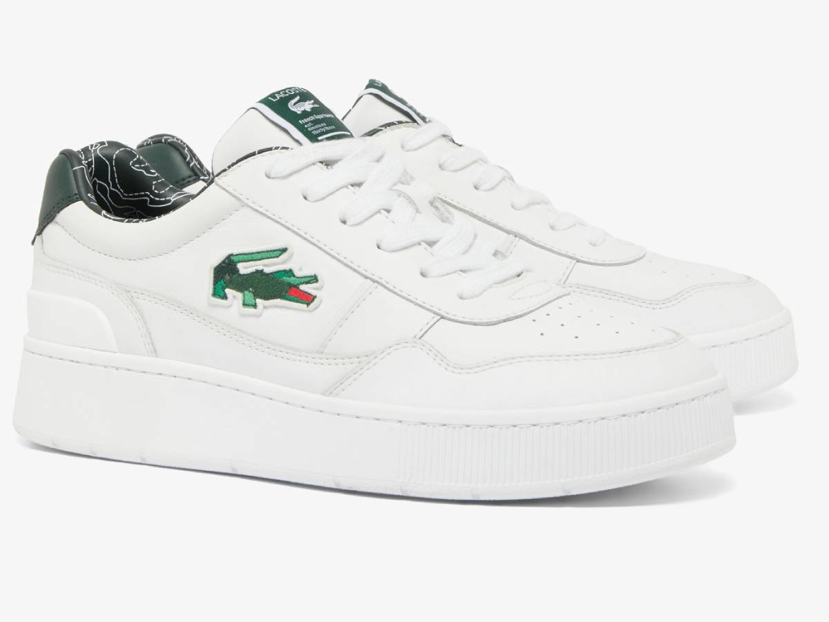 Sneakers ACECLIP Premium Homme Lacoste en cuir Blanc/Vert foncé