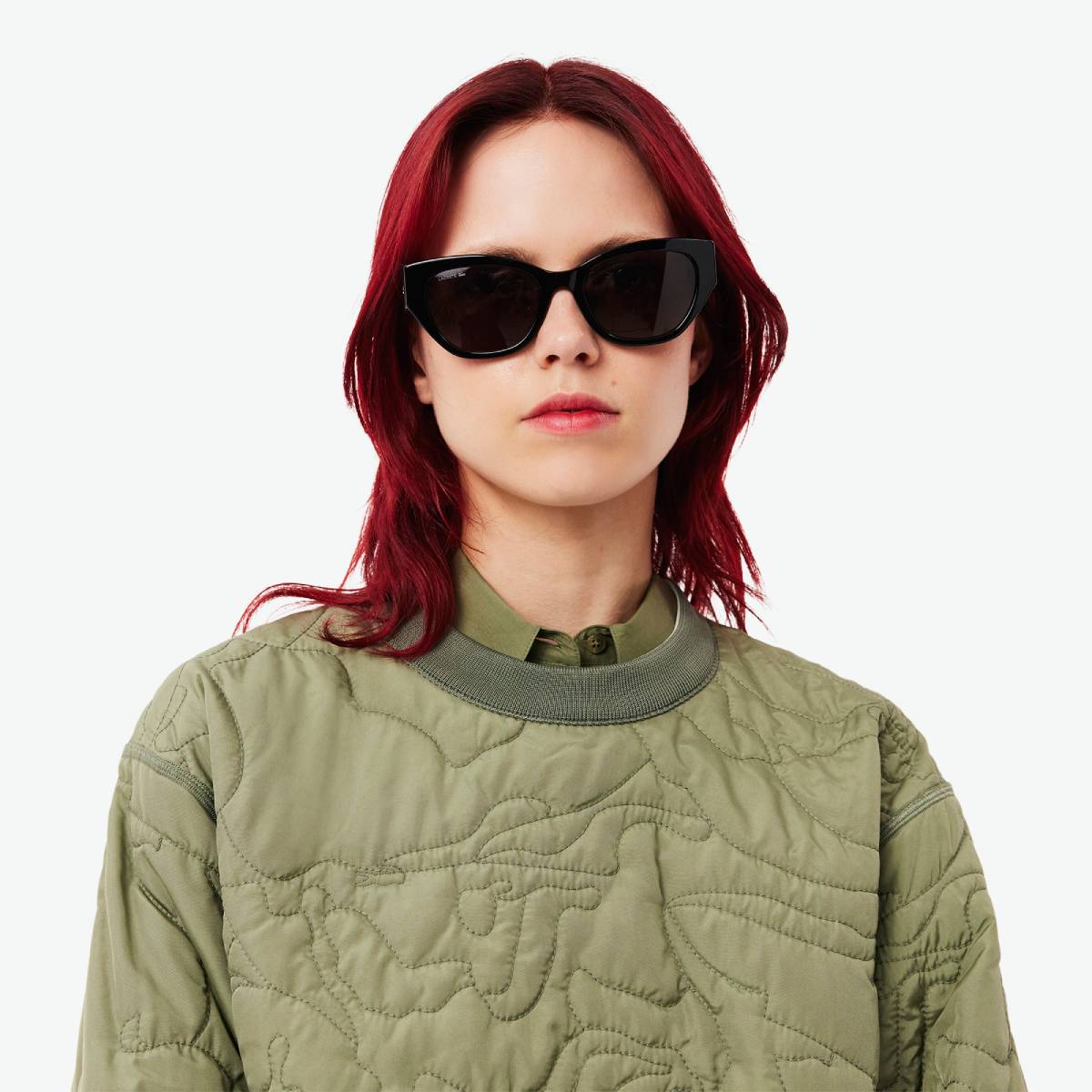 Sweatshirt oversize réversible brodé Femme Lacoste Blanc/Vert Kaki