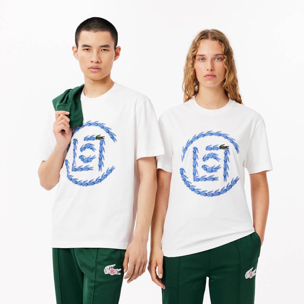 T-shirt classic fit Lacoste x CLOT graphique coton Unisexe Blanc