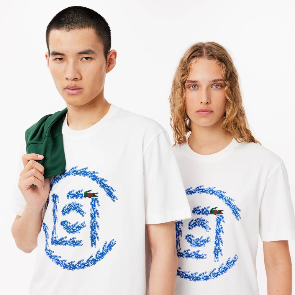 T-shirt classic fit Lacoste x CLOT graphique coton Unisexe Blanc : L'Élégance Rencontre la Streetwear