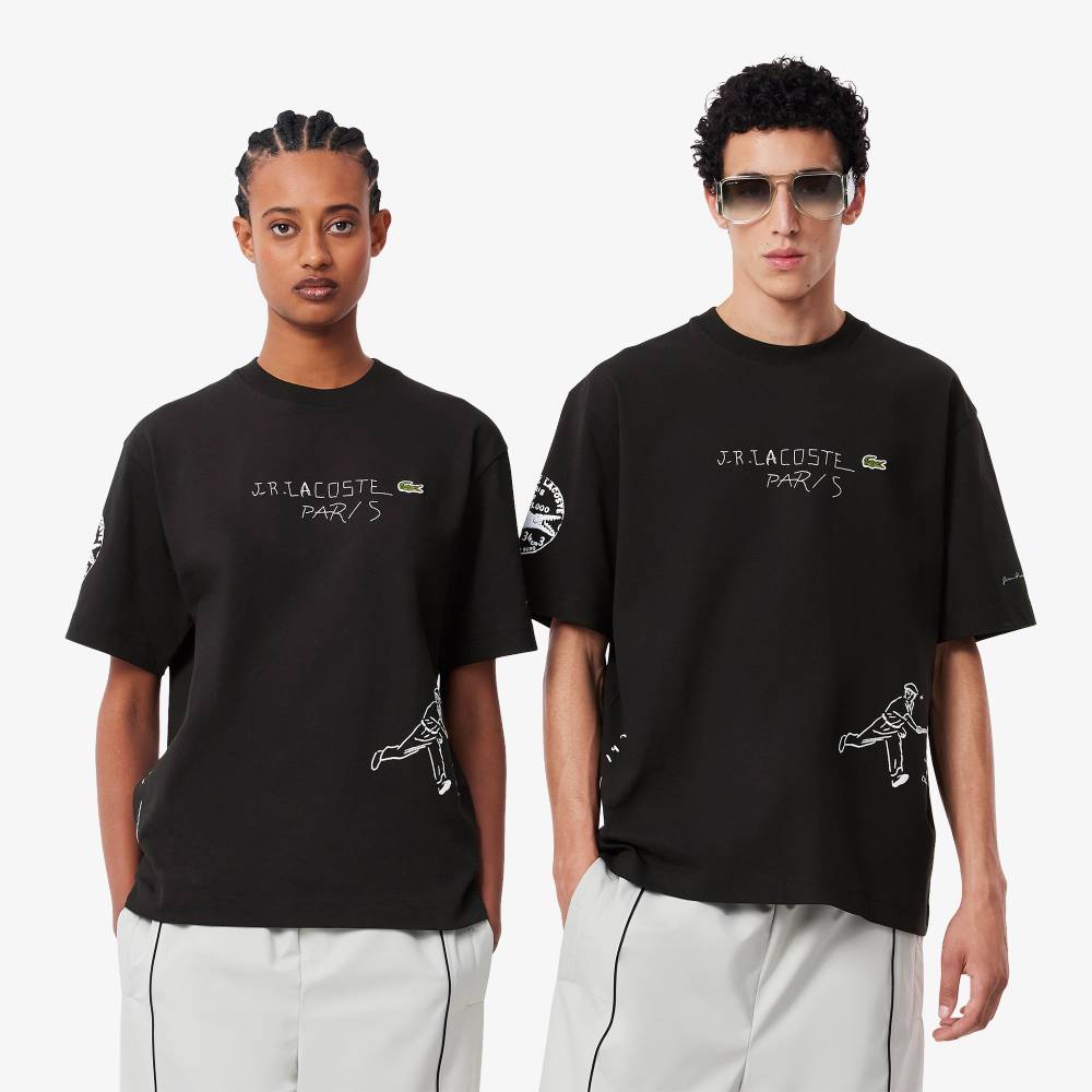 T-shirt loose fit Lacoste Défilé AH24 Unisexe noir