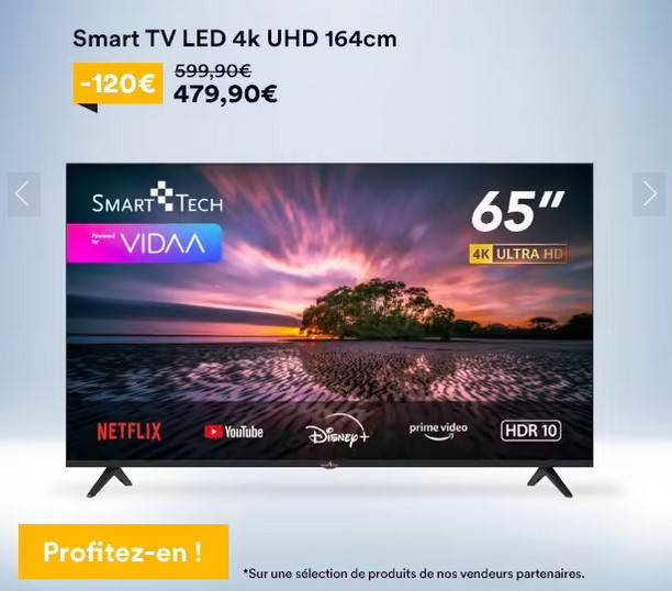 TV LED SMART TECH 164 cm Smart TV 4K