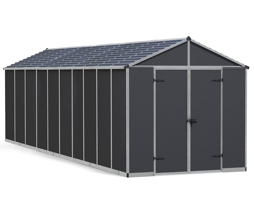 Abri de jardin RUBICON 14.2m² polycarbonate gris foncé - Castorama