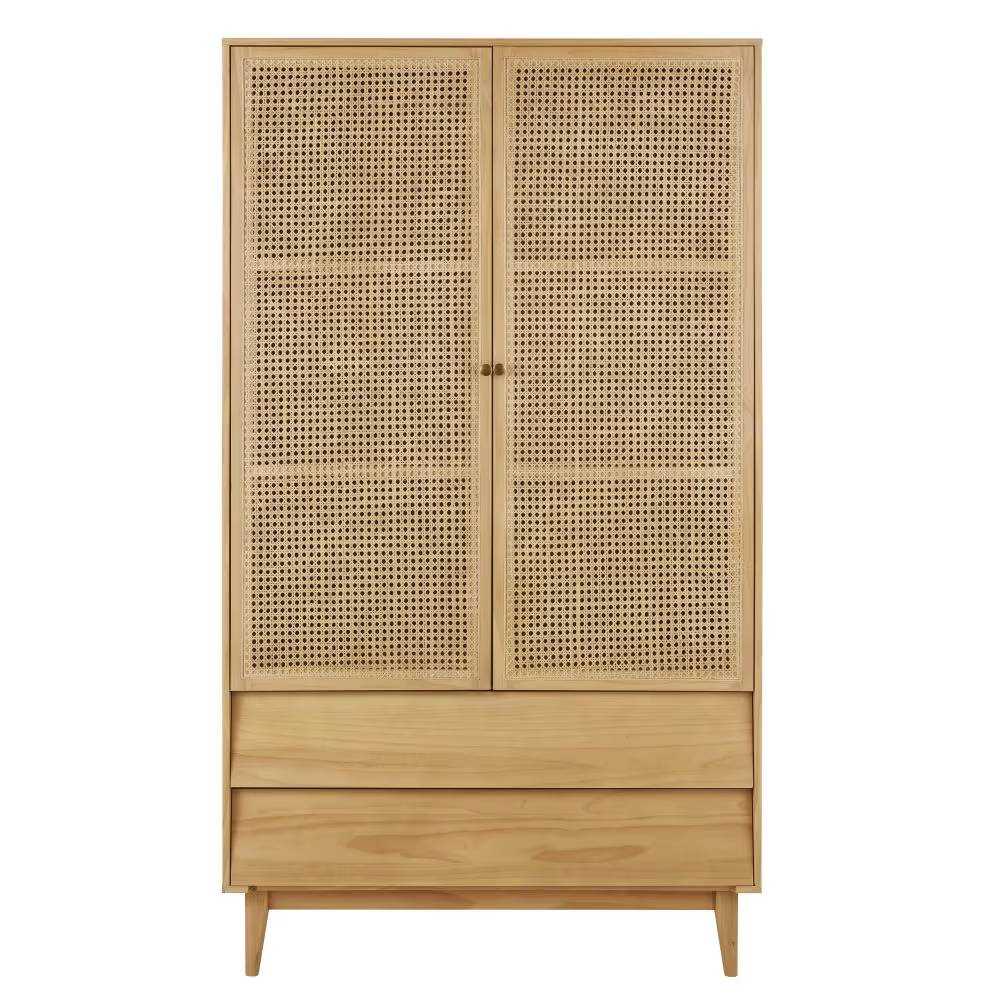 Armoire SUZELLE 2 portes battantes 2 tiroirs cannage en rotin - Maisons du Monde