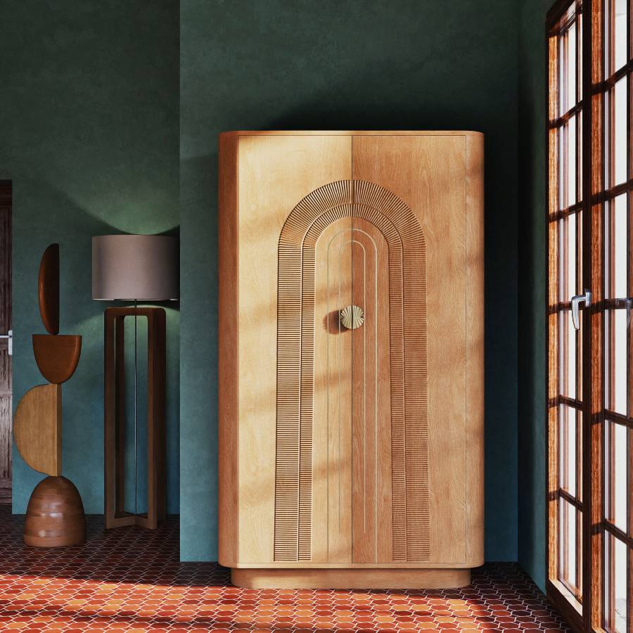 Armoire AUREUS 2 portes en bois de manguier, et métal doré - Maisons du Monde