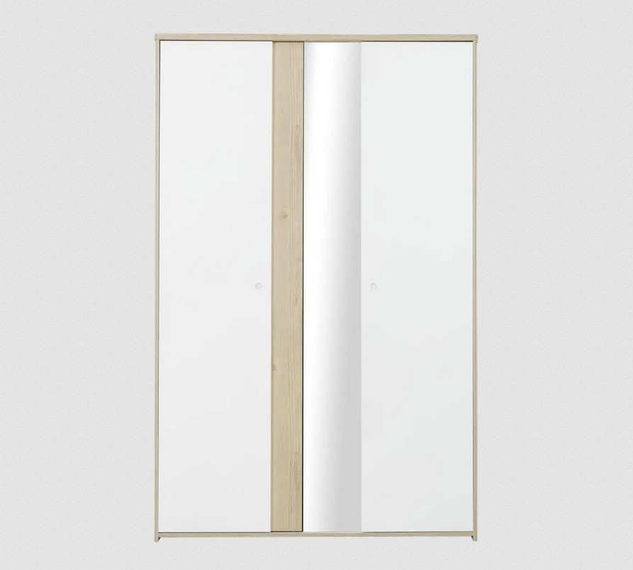 Armoire 2 portes GASPARD Châtaignier naturel et uni blanc - CAMIF