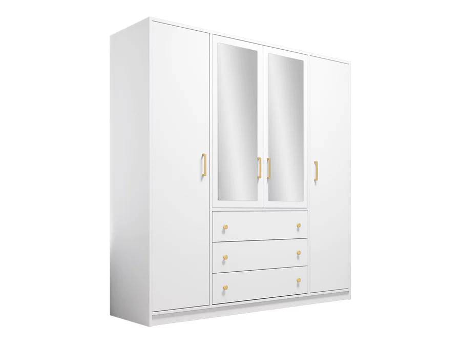 Armoire HONOLULU 178 Blanche 2 portes + 3 Tiroirs - Mobilier1