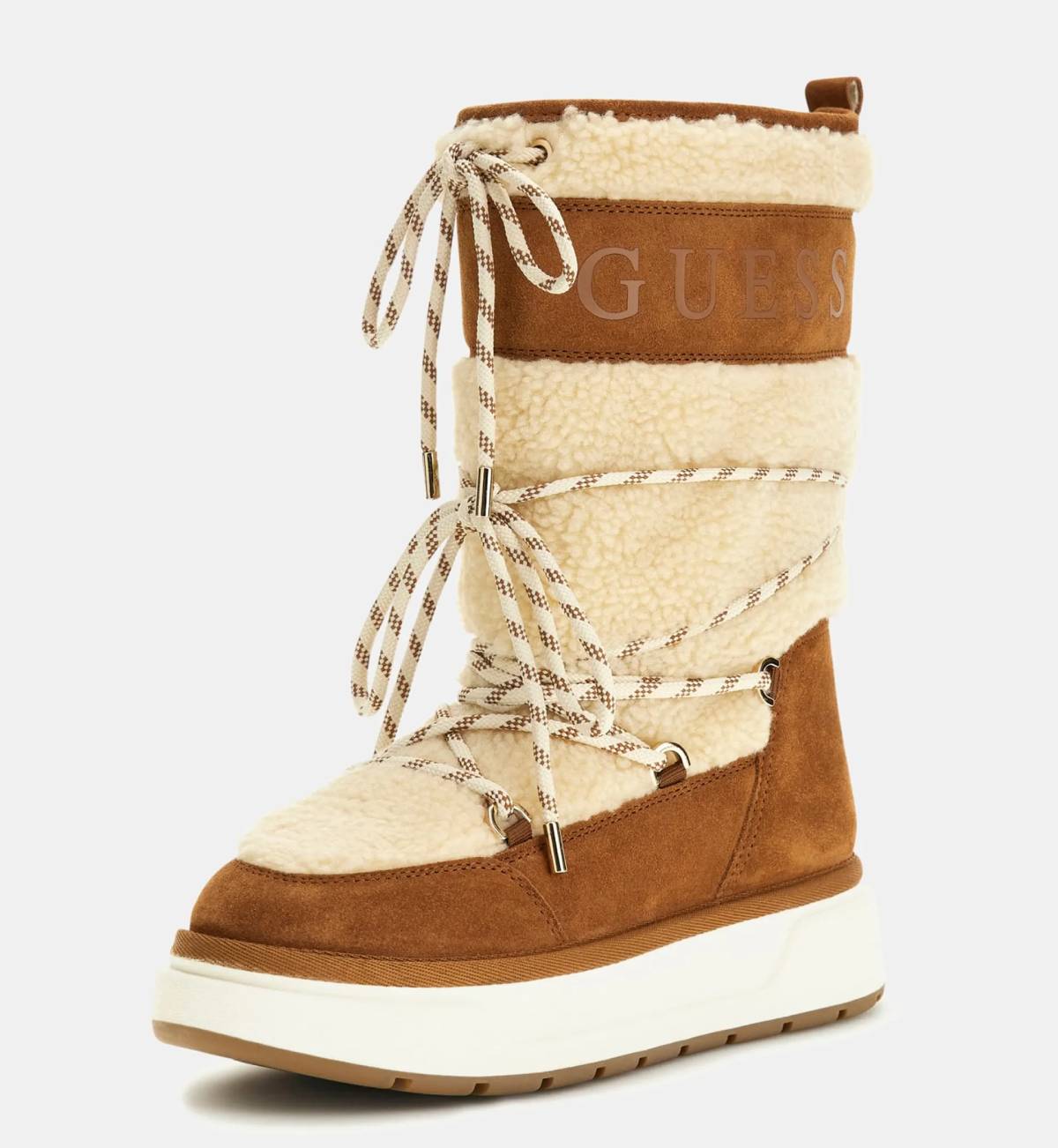 Bottes d’hiver UNDELO Guess Fourrure synthétique Crème pour Femme