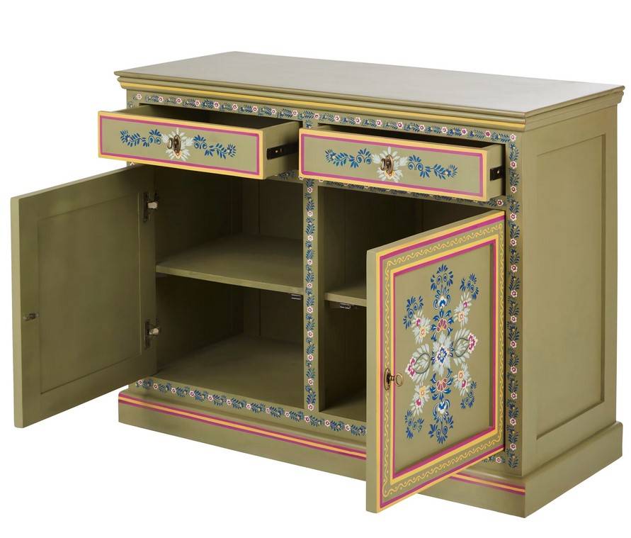 Buffet BOHEMIAN 2 portes 2 tiroirs motif floral multicolore - Maisons du Monde