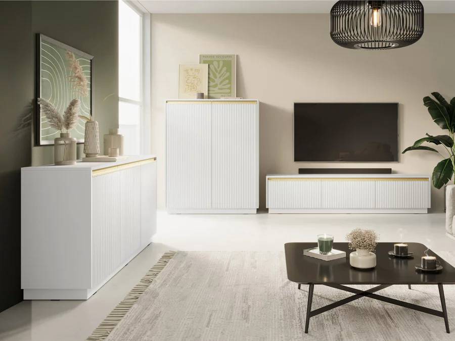 Buffet LIMA AE100 Blanc Doré - Mobilier1