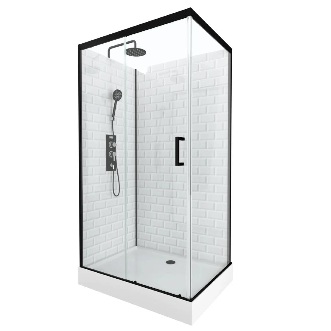 Cabine de douche rectangle AURLANE à Motif Carreaux de Métro