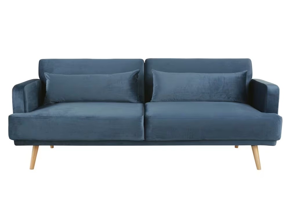 Canapé clic-clac 3 places ELVIS en velours bleu foncé de Maisons du Monde Promo à 399,00 €