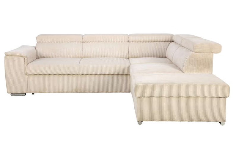 Canapé d'angle réversible convertible BEVERLY 4 places Beige avec Coffre de rangement - Conforama