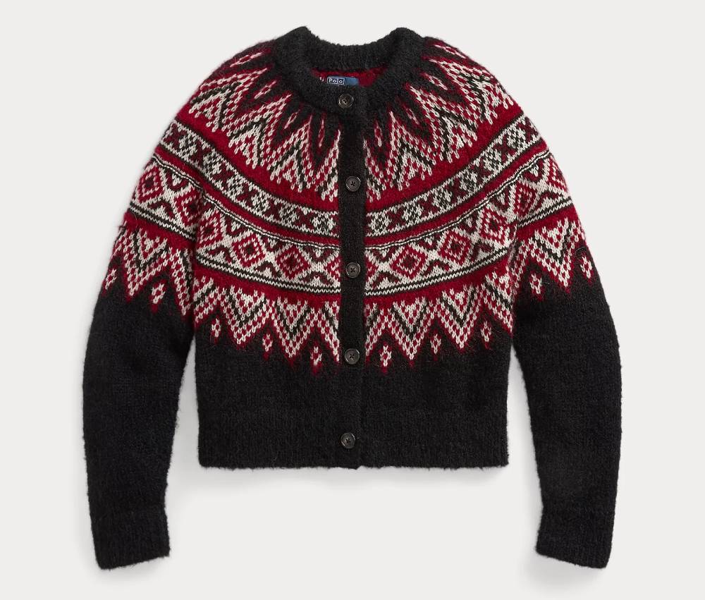 Polo Ralph Lauren Cardigan Fair Isle en mélange d'alpaga Noir multi pour Femme