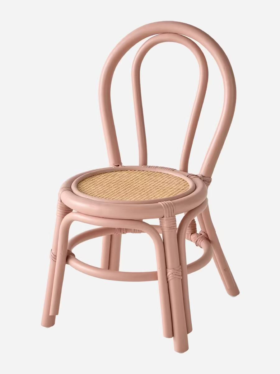 Chaise maternelle LIGNE POÉSIE en rotin rose - Verbaudet