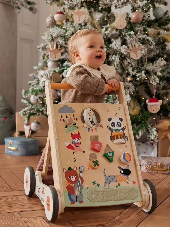 Chariot de marche pliable Les Animaux joyeux en bois FSC® bois - Vertbaudet