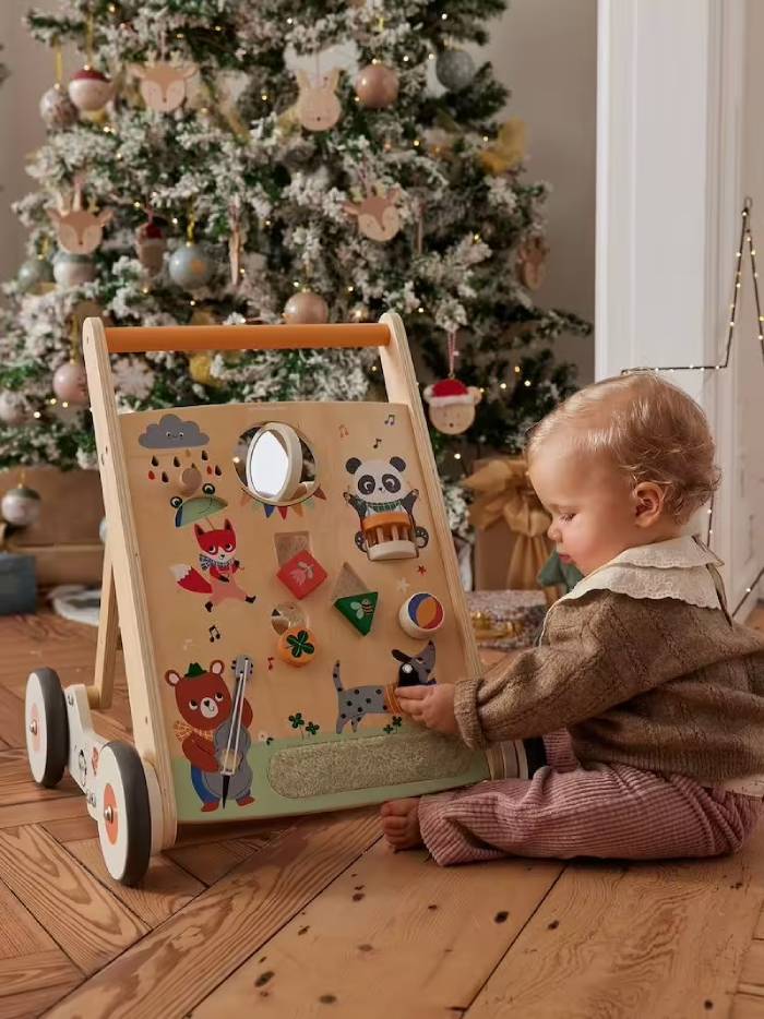 Chariot de marche pliable Les Animaux joyeux en bois FSC® bois - Vertbaudet