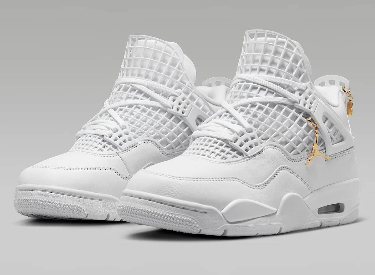 AIR JORDAN 4 Net Baskets Basses Blanc/Or métallique/Fantôme