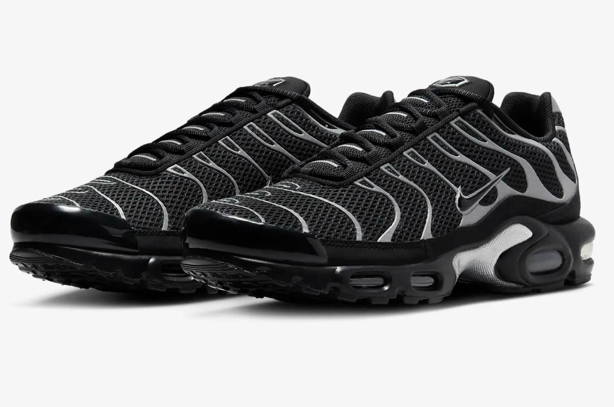 Nike Air Max Plus Premium Baskets Basses Noir/Argent Métallisé/Noir pour Homme