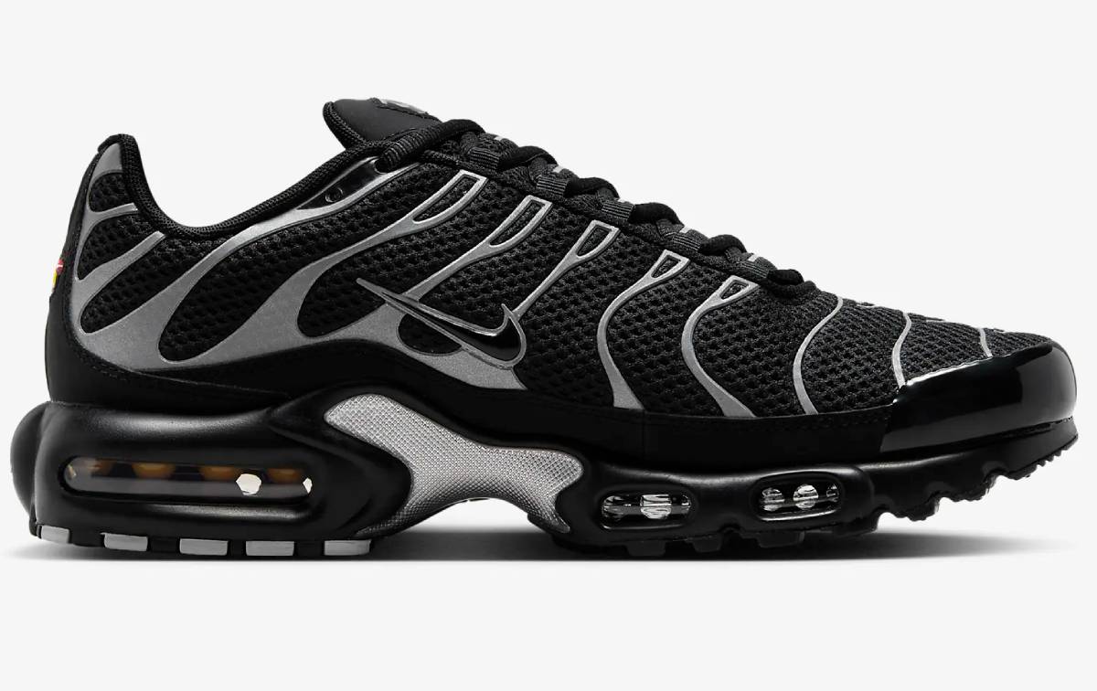 Nike Air Max Plus Premium Baskets Basses Noir/Argent Métallisé/Noir pour Homme