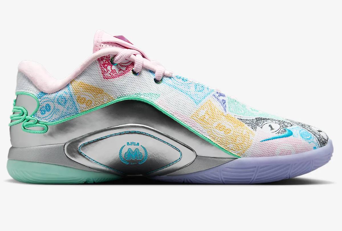 LeBron XXII « Currency » Baskets Basses Unisexe Blanc/Vert Lueur/Mousse Rose/Bleu Baltique pour Homme