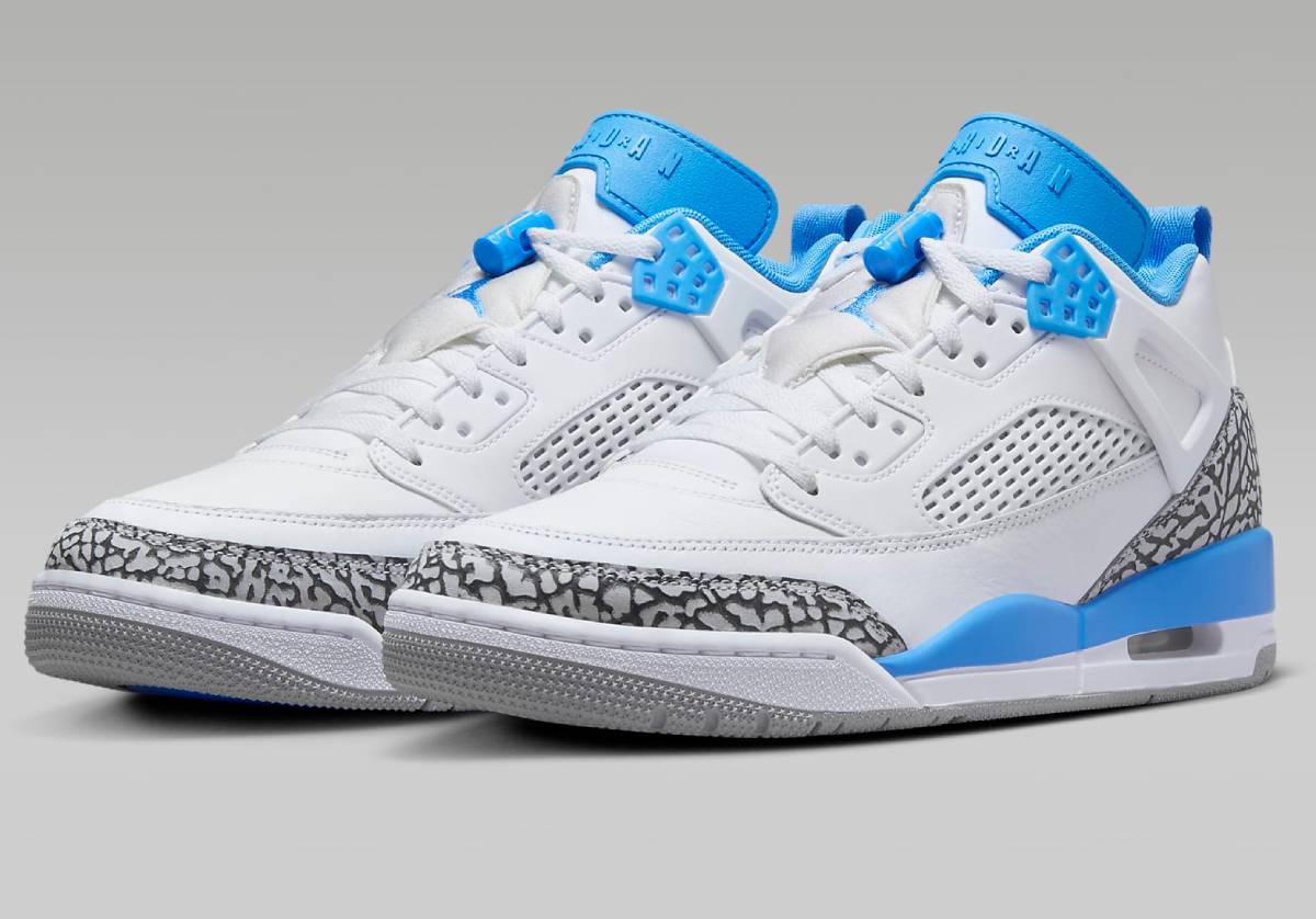 JORDAN Spizike Low Baskets Basses Blanc/Gris loup/Anthracite/Bleu université pour Homme