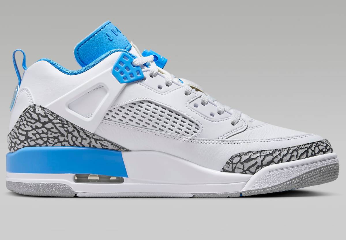 JORDAN Spizike Low Baskets Basses Blanc/Gris loup/Anthracite/Bleu université pour Homme