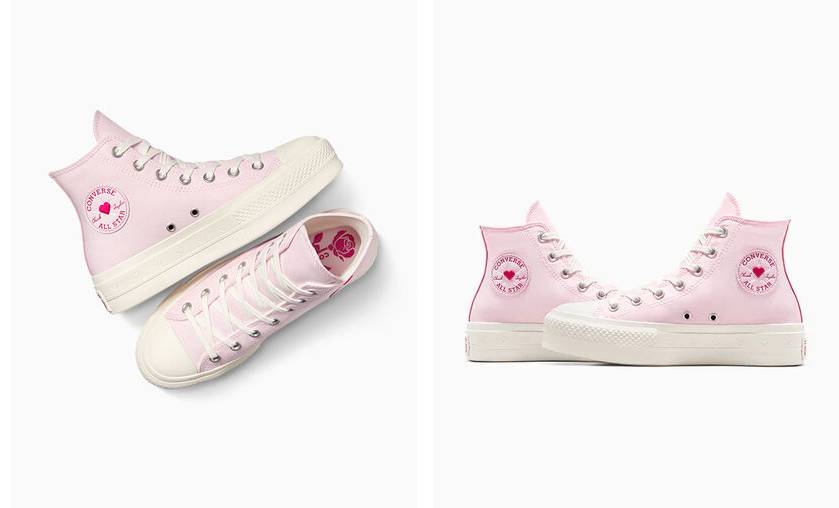 CONVERSE Chuck Taylor All Star Lift Platform Valentine's Day Baskets Montantes Femme Rose baie/Écru/Rose baie