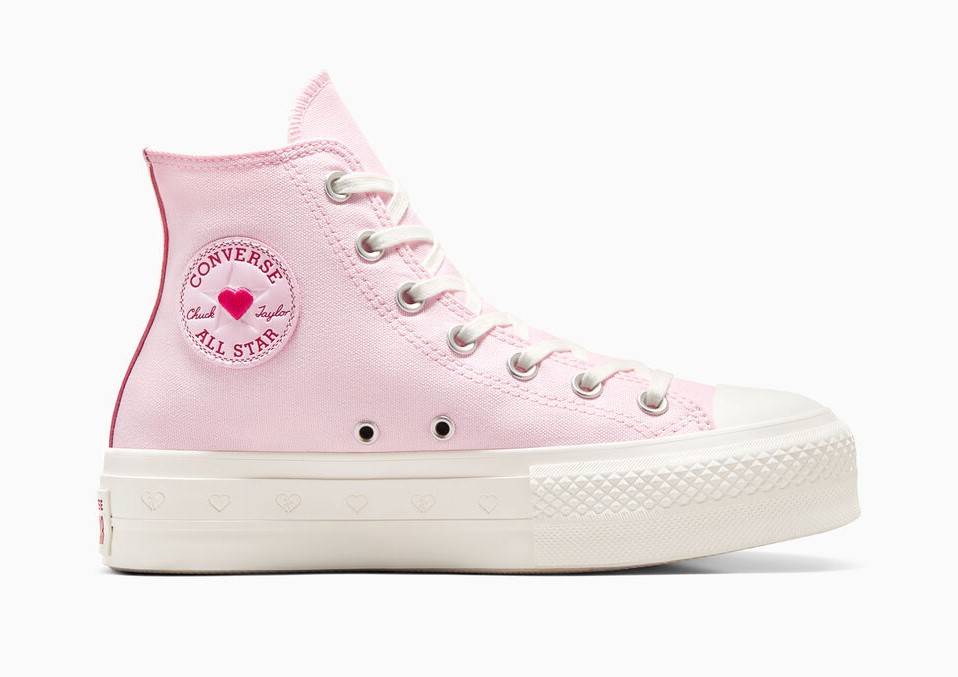 CONVERSE Chuck Taylor All Star Lift Platform Valentine's Day Baskets Montantes Femme Rose baie/Écru/Rose baie