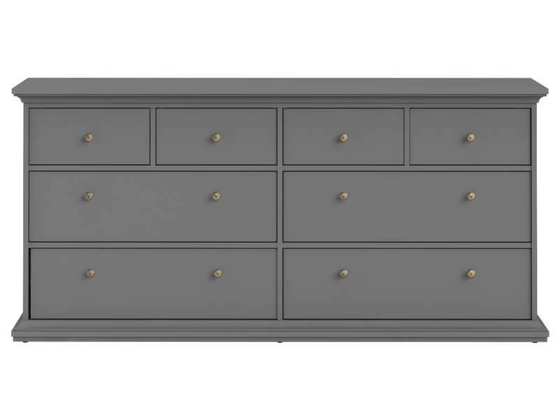 Commode HARLINGTON 8 tiroirs coloris gris pas cher de Conforama : Réduction de -21%