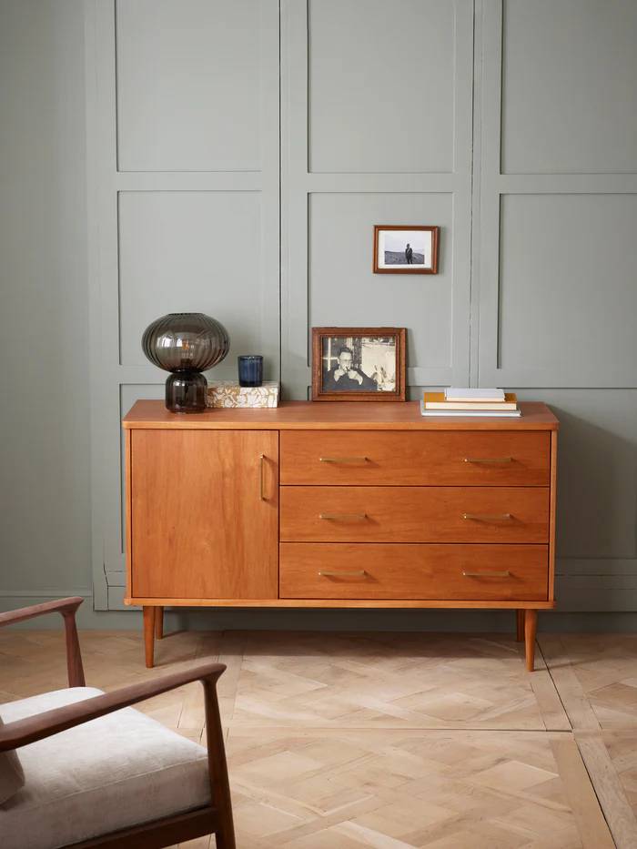 Commode RODOLPHE : Élégance mid-century en plaqué acajou | Cyrillus