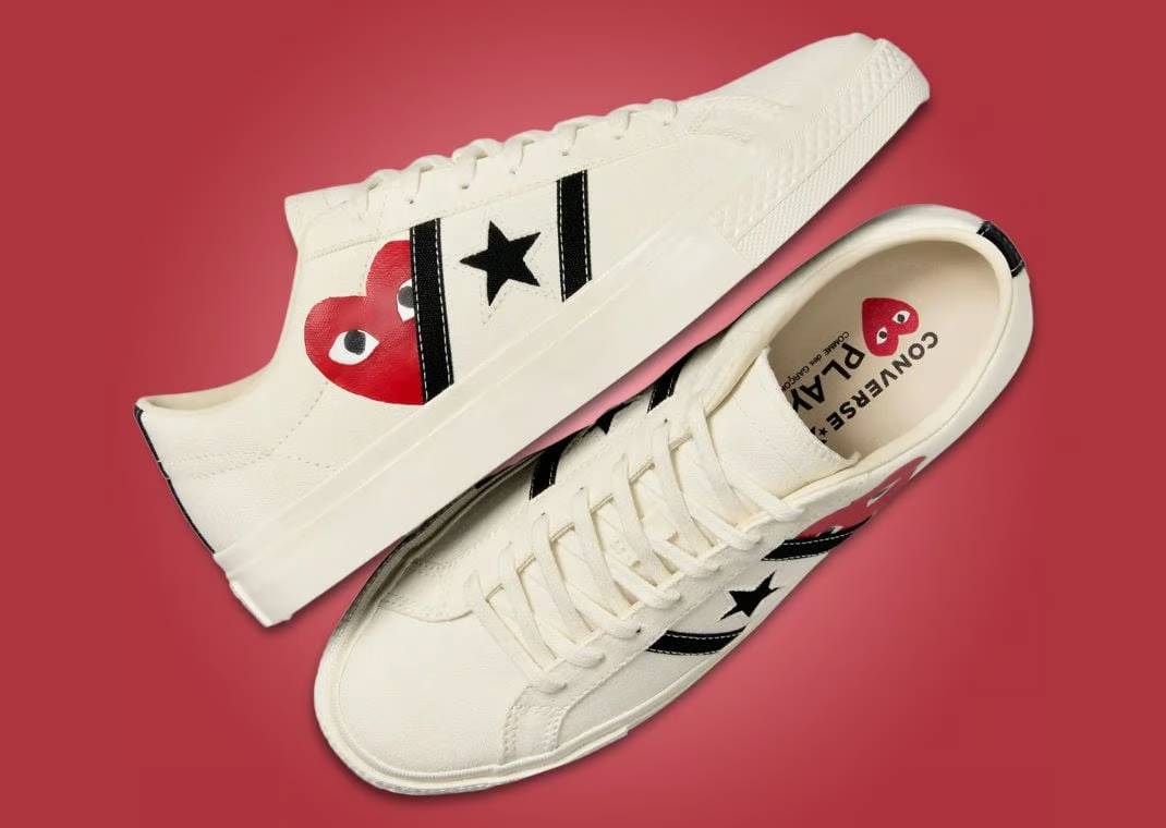 Converse x PLAY Comme des Garçons One Star Academy Pro Baskets Basses Unisexe Blanc lait/Noir/Rouge