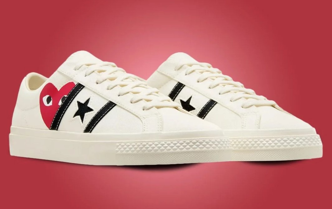 Converse x PLAY Comme des Garçons One Star Academy Pro Baskets Basses Unisexe Blanc lait/Noir/Rouge