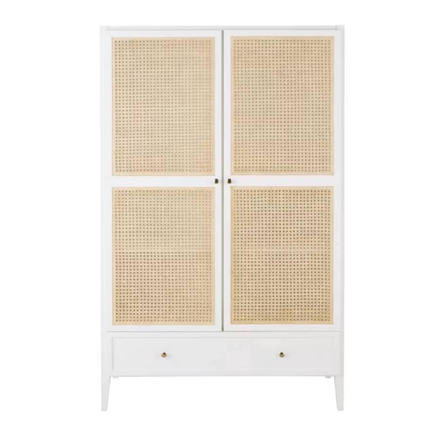 Dressing SIWA 2 portes 1 tiroir écru et rotin tressé - Maisons du Monde