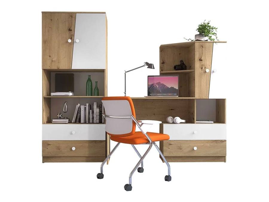 Ensemble de meubles AKRON M119 Chêne Artisan + Blanc pour Enfants - Mobilier1