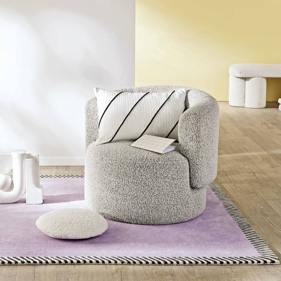 Fauteuil BOOGIE bouclettes gris chiné - Maisons du Monde