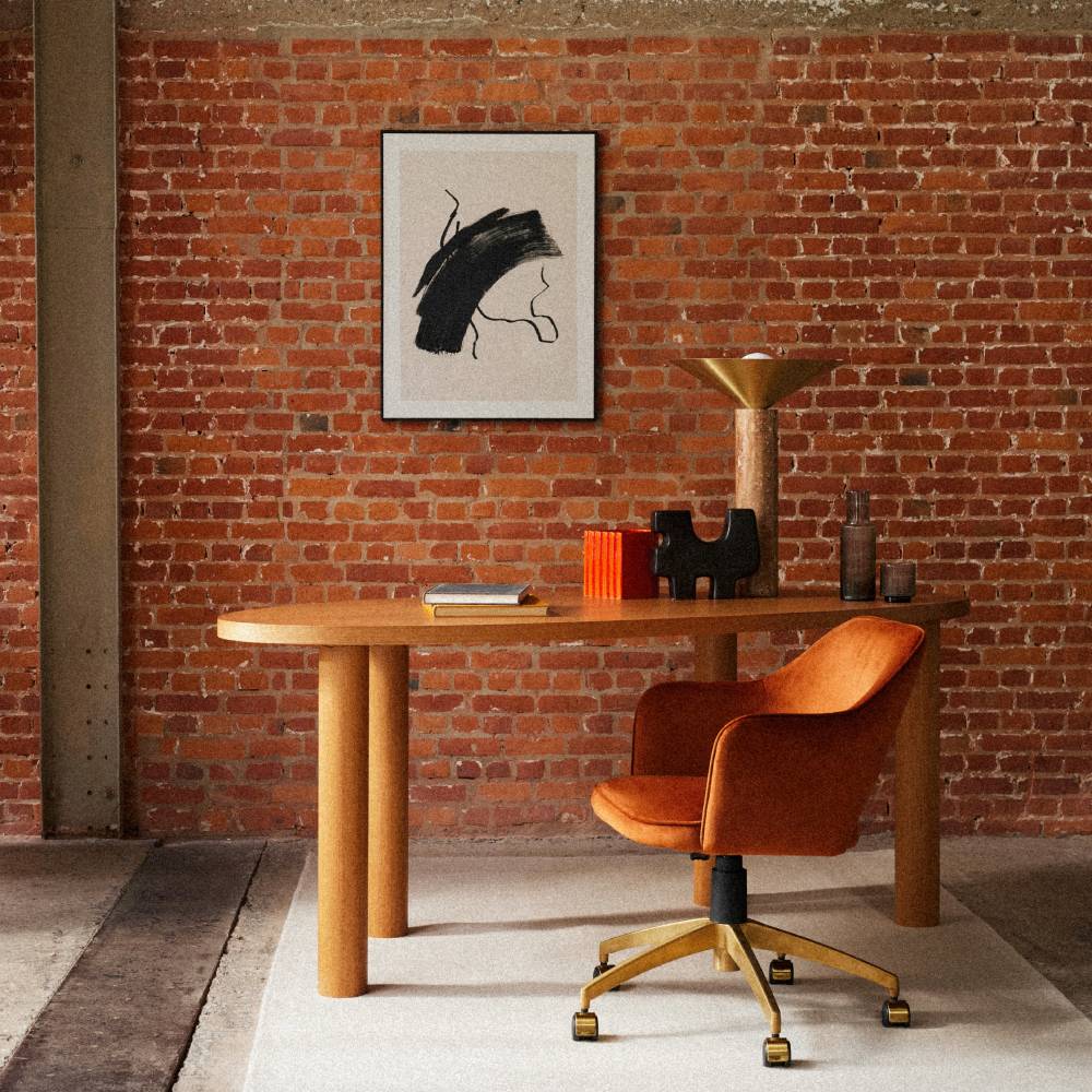 Fauteuil de bureau SACHA à roulettes en velours orange écureuil - Maisons du Monde