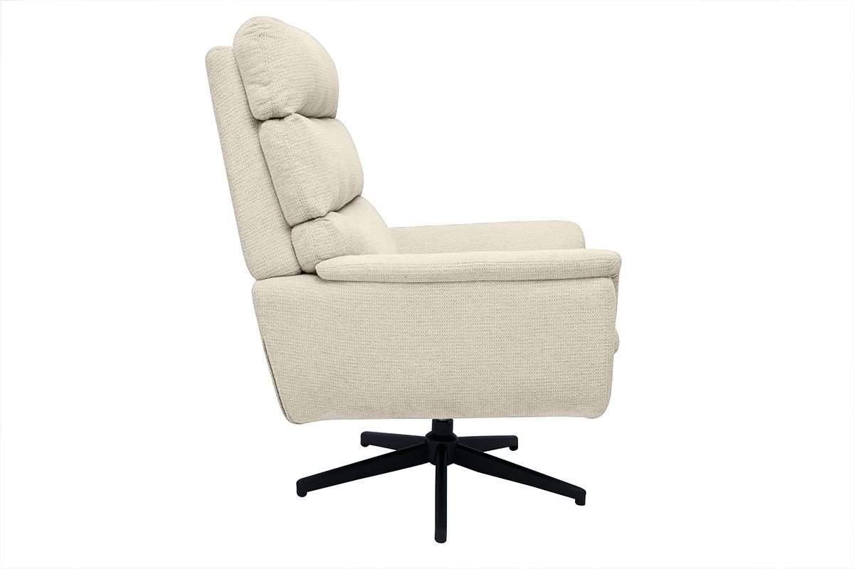 Fauteuil pivotant JONAH en tissu chenille beige et métal noir